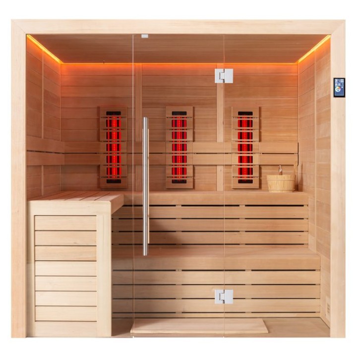 Finská sauna EAGO AWT E1612B-IR hemlock 200×170 bez kamen