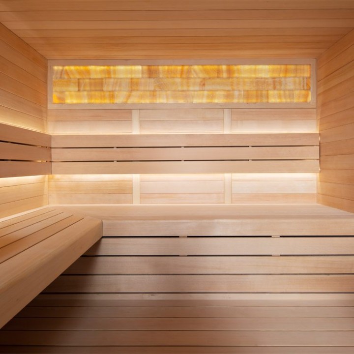 Finská sauna EAGO AWT B1622C hemlock 180×160 9 kW TheWall Bi-O