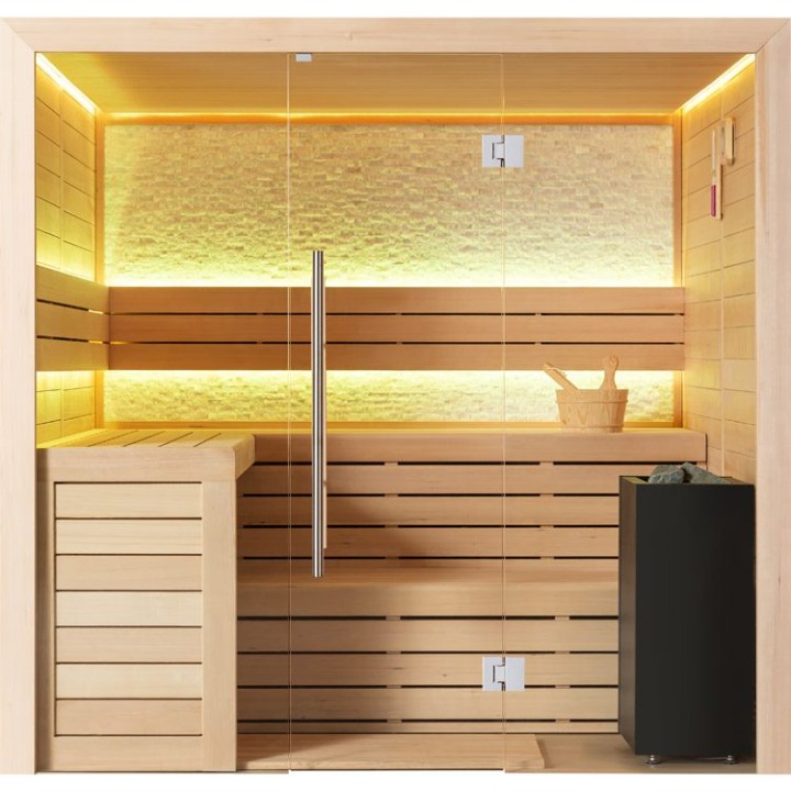 Finská sauna EAGO AWT E1602C hemlock 180×160 9 kW TheWall