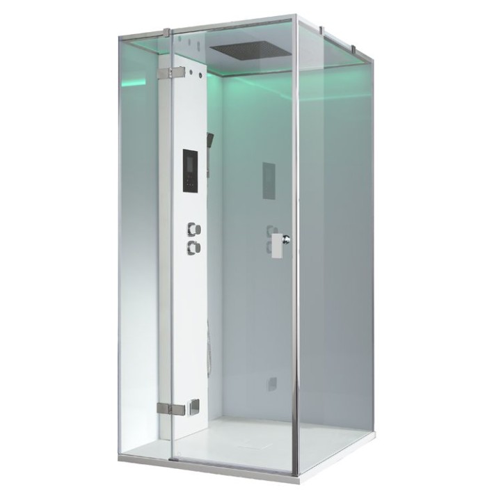 Parní sprchový box EAGO AWT LD208F15 bílý 90×90 levé provedení