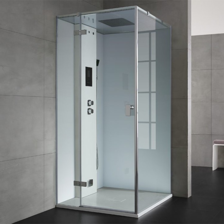 Parní sprchový box EAGO AWT LD208F15 bílý 90×90 levé provedení