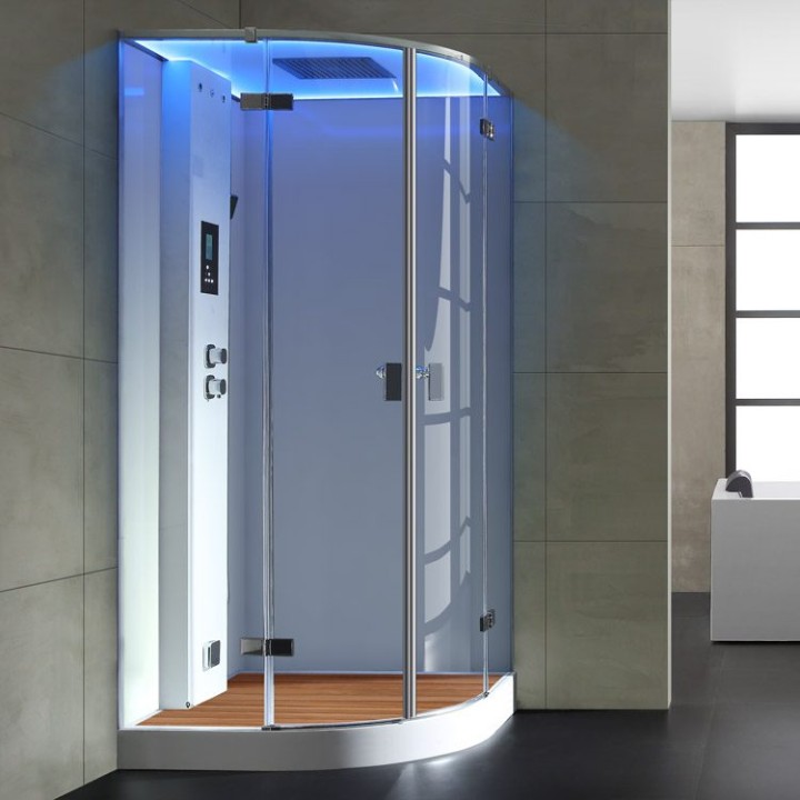 Parní sprchový box EAGO AWT LD209F15 s sprchovou vaničkou bílý 100×100