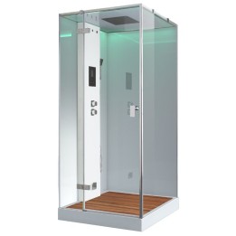 Parní sprchový box EAGO AWT LD208F15 s sprchovou vaničkou bílý 90×90 levé provedení