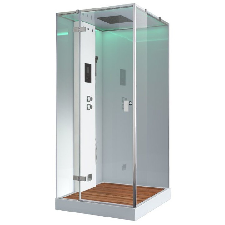 Parní sprchový box EAGO AWT LD208F15 s sprchovou vaničkou bílý 90×90 levé provedení