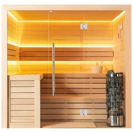 Finská sauna EAGO AWT E1612A hemlock 220×200 9 kW Cilindro