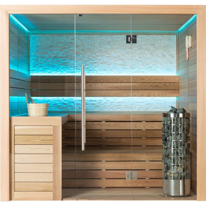 Finská sauna EAGO AWT E1602A červený cedr 220×200 9 kW Cilindro