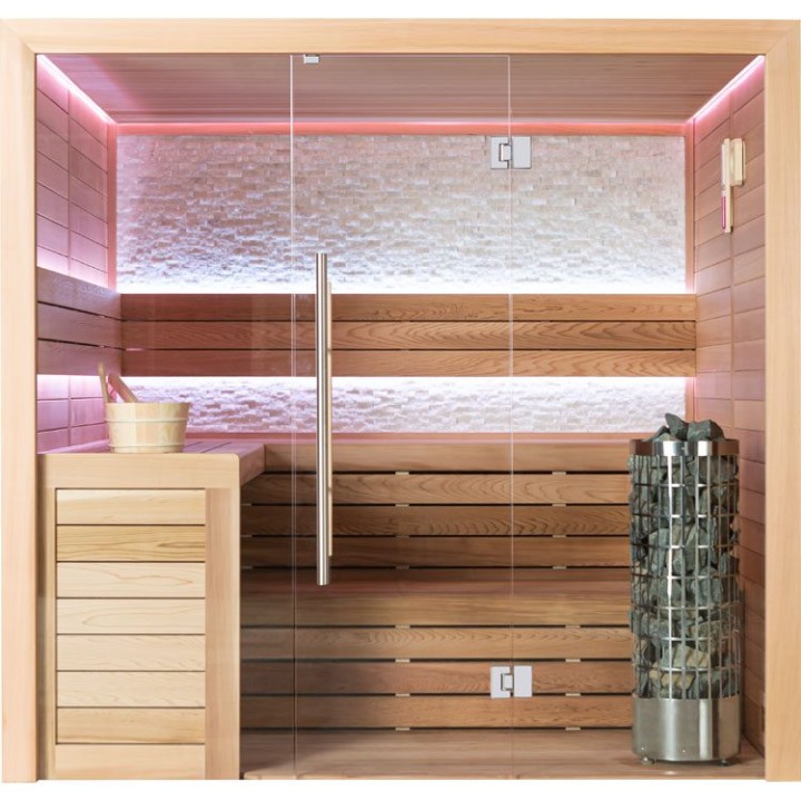 Finská sauna EAGO AWT E1602C červený cedr 180×160 9 kW Cilindro