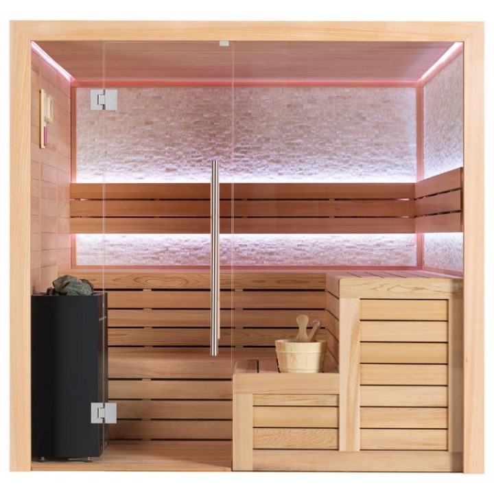 Finská sauna EAGO AWT E1603B červený cedr 200×180 9 kW Virta