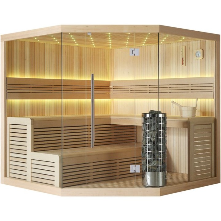 Finská sauna EAGO AWT E1111A hemlock 220×220 9 kW Cilindro