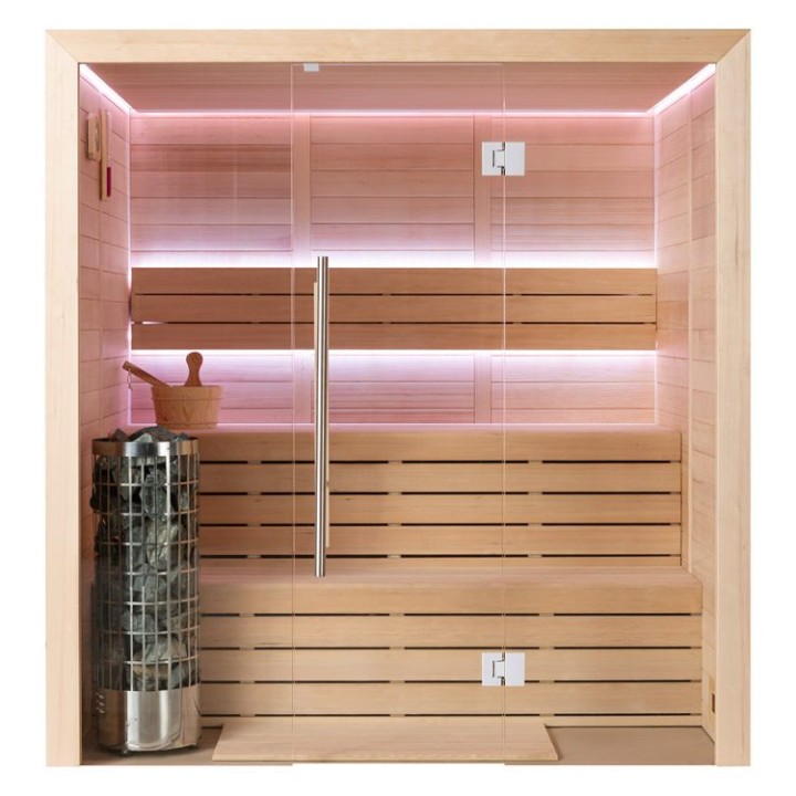 Finská sauna EAGO AWT E1614B hemlock 180×150 6,8 kW Cilindro