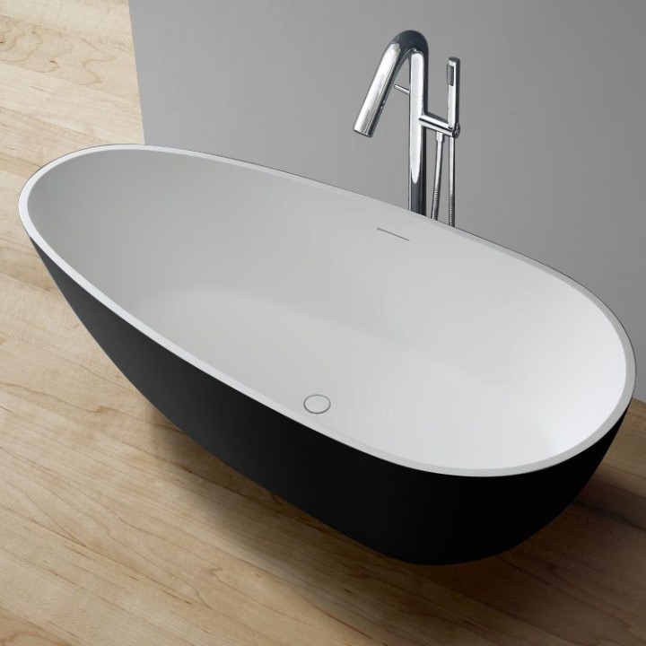 Volně stojící vana StoneArt BS-505 černobílá 171×85 matná