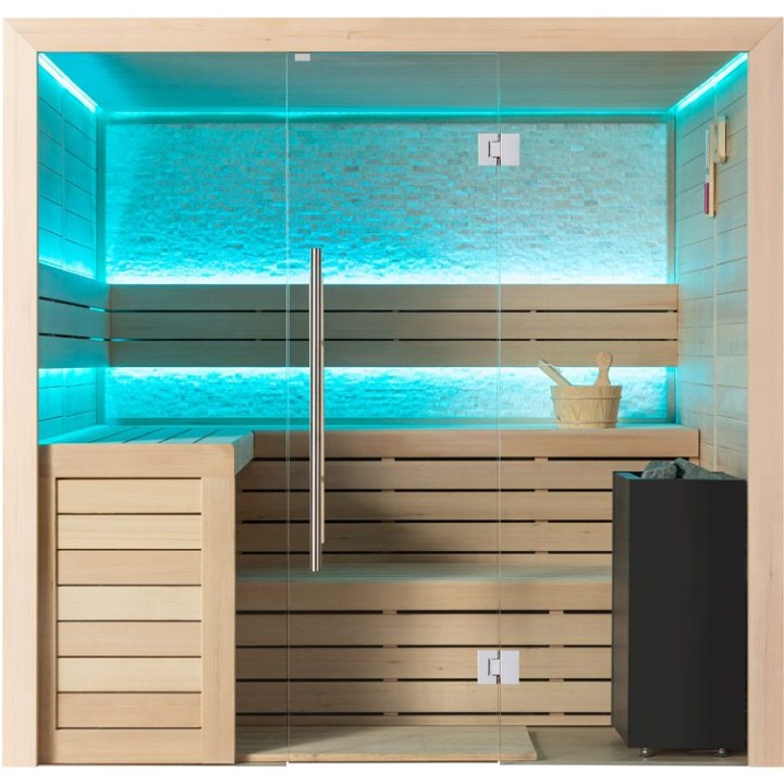 Finská sauna EAGO AWT B1602C hemlock 180×160 9 kW TheWall Bi-O