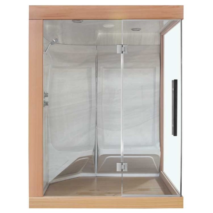 Parní sauna EAGO AWT W200A červený cedr 165×135 levé provedení