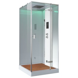 Parní sprchový box EAGO AWT LD206F15 s sprchovou vaničkou bílý 100×100 pravé provedení