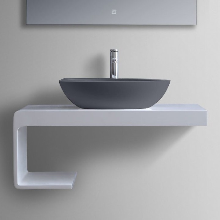 Umyvadlo StoneArt LC153 z minerálního kamene betonově šedé 60×35 matné