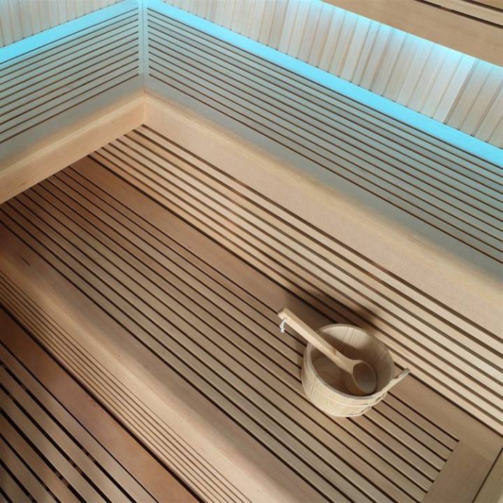 Finská sauna EAGO AWT B1112C hemlock 180×150 9 kW TheWall Bi-O