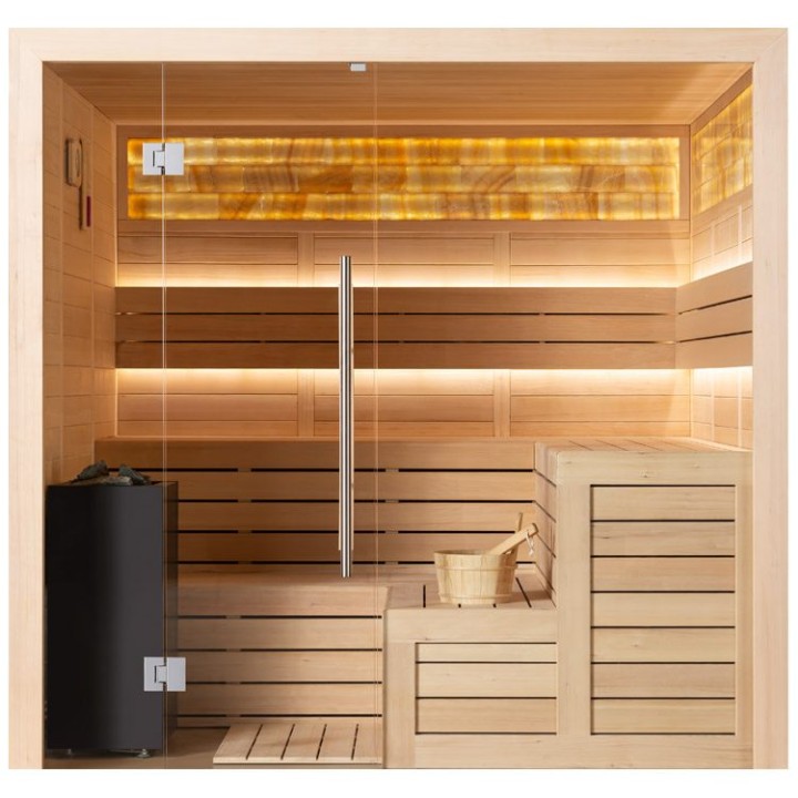Finská sauna EAGO AWT B1623A hemlock 220×200 9 kW Virta Bi-O