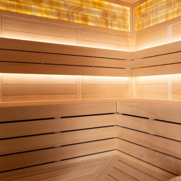 Finská sauna EAGO AWT E1623A hemlock 220×200 9 kW Cilindro