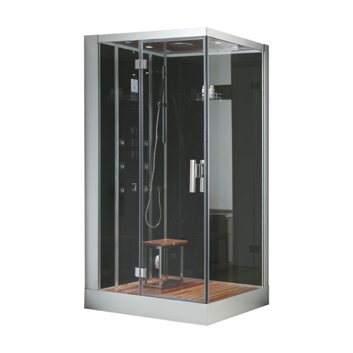 Parní sprchový box EAGO AWT DZ960F8 černý 100×90 levé provedení