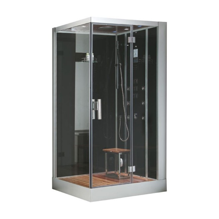 Parní sprchový box EAGO AWT DZ960F8 černý 100×90 pravé provedení