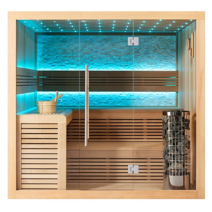 Finská sauna EAGO AWT E1102B hemlock 200×170 9 kW Cilindro
