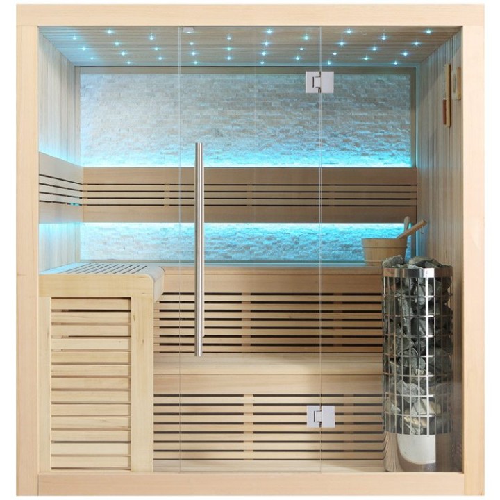 Finská sauna EAGO AWT E1102B hemlock 200×170 9 kW Cilindro