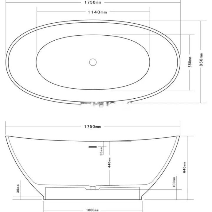 Aterno volně stojící vana | 175×85 cm solid surface matná bílá