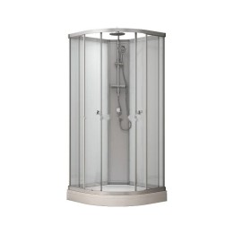Kompletní sprchový kout Modera | 90×90 cm bílé sklo posuvné dveře čtvrtkruhová