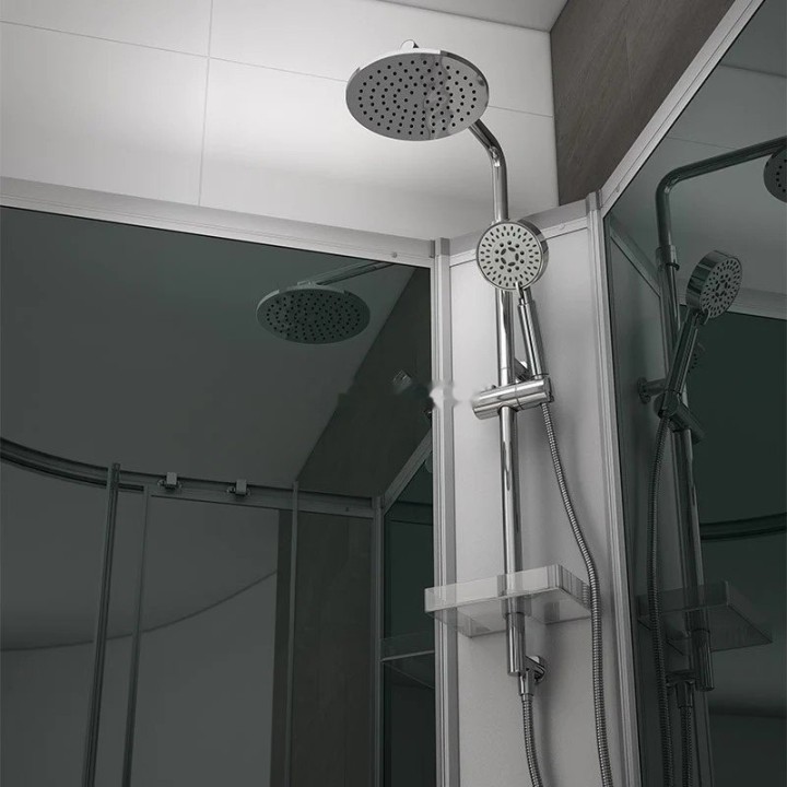 Kompletní sprchový kout Modera | 100×100 cm černé sklo posuvné dveře čtvrtkruhová