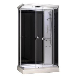 Kompletní sprchový kout Modera | 120×80 cm černé sklo posuvné dveře obdélníková
