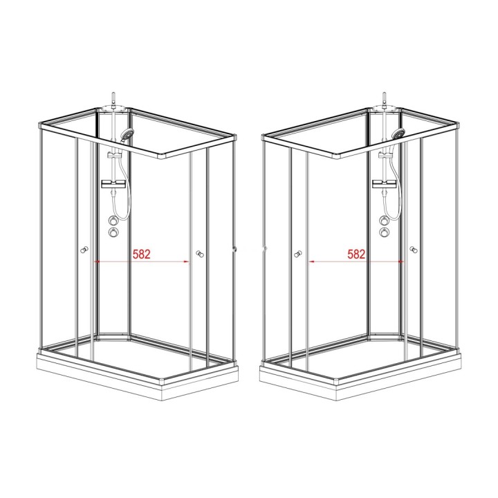 Kompletní sprchový kout Modera | 120×80 cm černé sklo posuvné dveře obdélníková