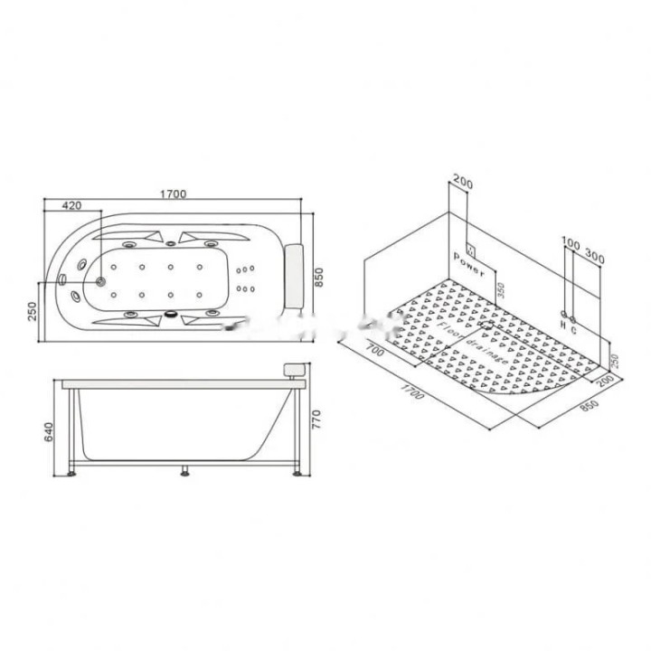 Vířivá vana Pacific Silver | pro 1 osobu levá 170×85 cm vodní masáž