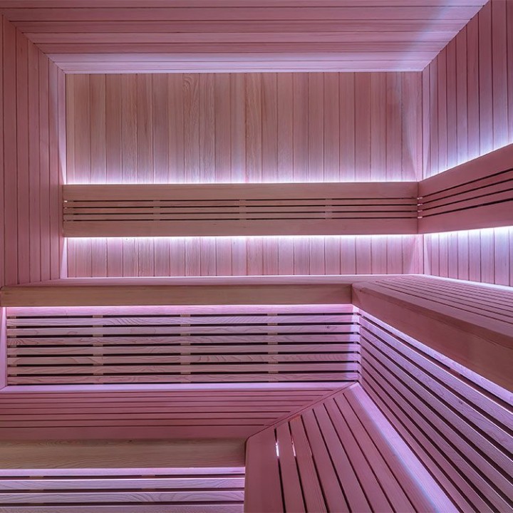 Zahradní sauna EAGO AWT Saunahaus THE CUBE X4 hemlock 235×235 bez kamen