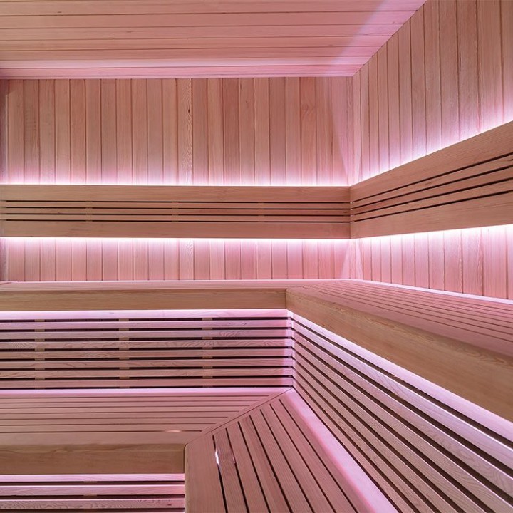 Zahradní sauna EAGO AWT Saunahaus THE CUBE X5-L hemlock 235×235 9 kW EOS Cubo