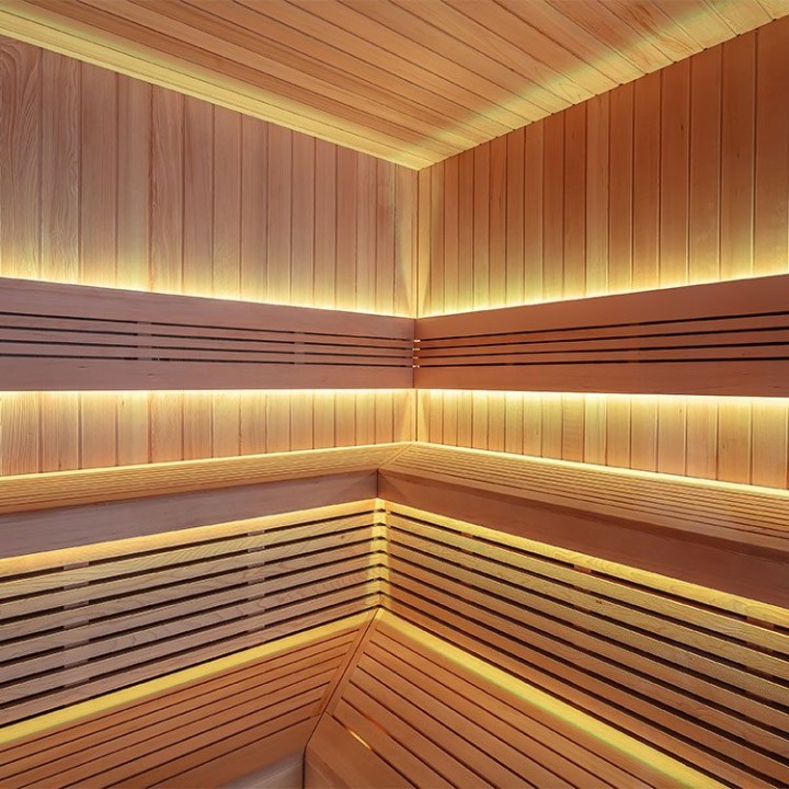 Zahradní sauna EAGO AWT Saunahaus THE CUBE X5-R hemlock 235×235 bez kamen