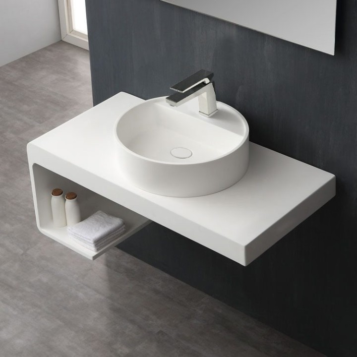Umyvadlo StoneArt LC148 z minerálního kamene bílé 45×45 lesklé