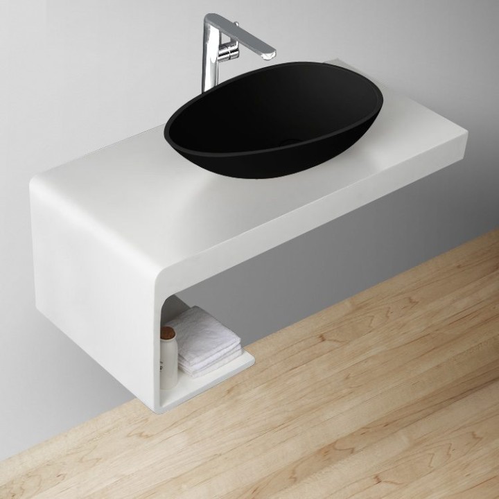 Umyvadlo StoneArt LC150 z minerálního kamene černé 60×35 matné