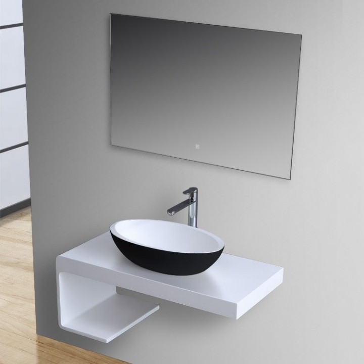 Umyvadlo StoneArt LC153 z minerálního kamene černobílé 60×35 matné