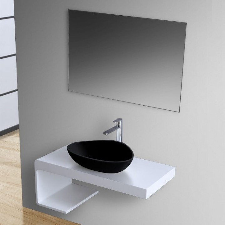 Umyvadlo StoneArt LC154 z minerálního kamene černé 56×43 matné