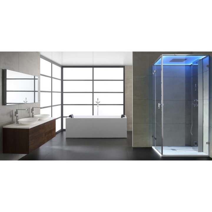Parní sprchový box EAGO AWT LD106F15 stříbrný 100×100 levé provedení