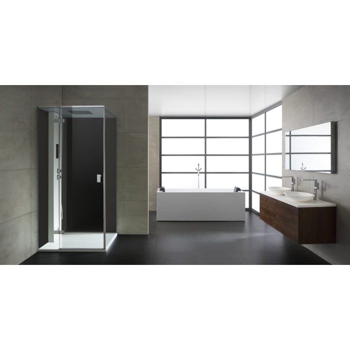 Parní sprchový box EAGO AWT LD206F15 černý 100×100 pravé provedení