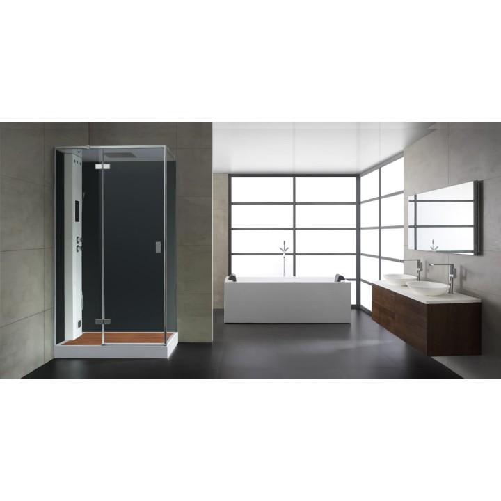 Parní sprchový box EAGO AWT LD207F15 s sprchovou vaničkou černý 120×90