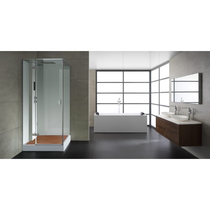 Parní sprchový box EAGO AWT LD208F15 s sprchovou vaničkou bílý 90×90 p