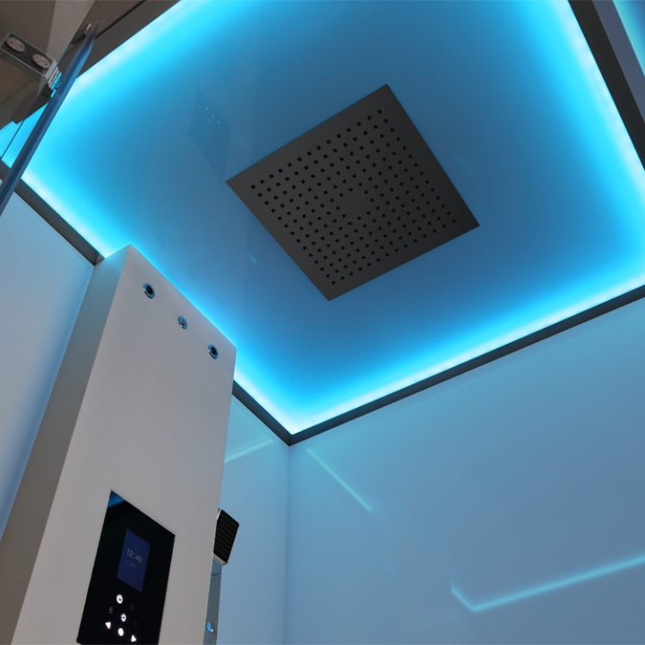 Parní sprchový box EAGO AWT LD208F15 bílý 90×90 levé provedení