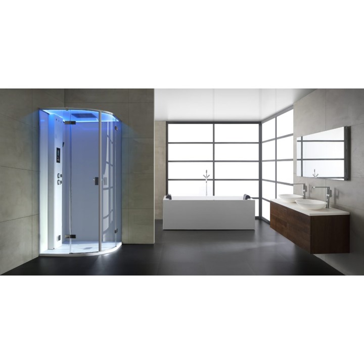 Parní sprchový box EAGO AWT LD209F15 bílý 100×100