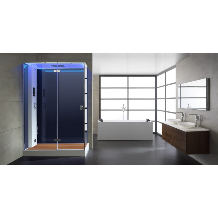 Parní sprchový box EAGO AWT LD211F15 s sprchovou vaničkou černý 150×90