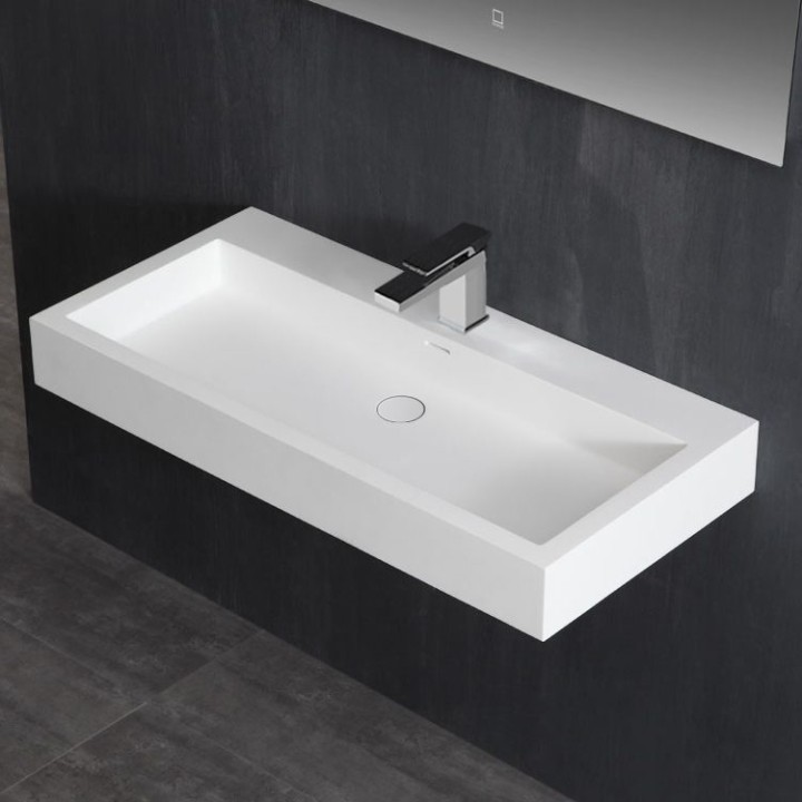 Umyvadlo StoneArt LP4510 z minerálního kamene bílé 100×48 matné