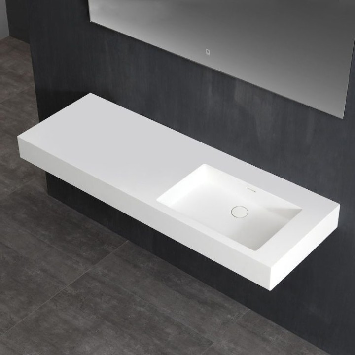 Umyvadlo StoneArt LP4514-0R z minerálního kamene bílé 140×48 lesklé