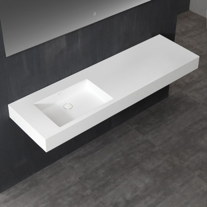 Umyvadlo StoneArt LP4516-0L (minerální kámen) bílé 160×48 cm matné lev