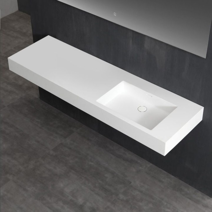 Umyvadlo StoneArt LP4516-0R z minerálního kamene bílé 160×48 lesklé
